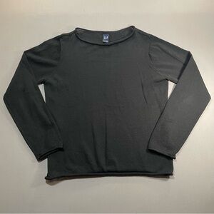 VTG Y2K GAP Semi-Sheer Rolled Edge Black Long Sleeve T-Shirt Top - Womens Large